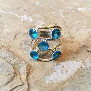 Solid sterling silver blue topaz ring